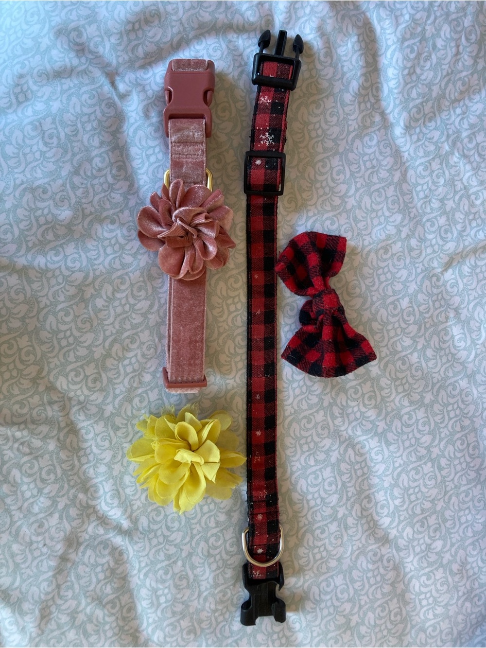 Adjustable Velvet Nylon Collars With Decorations for L  XL  XXL Dogs